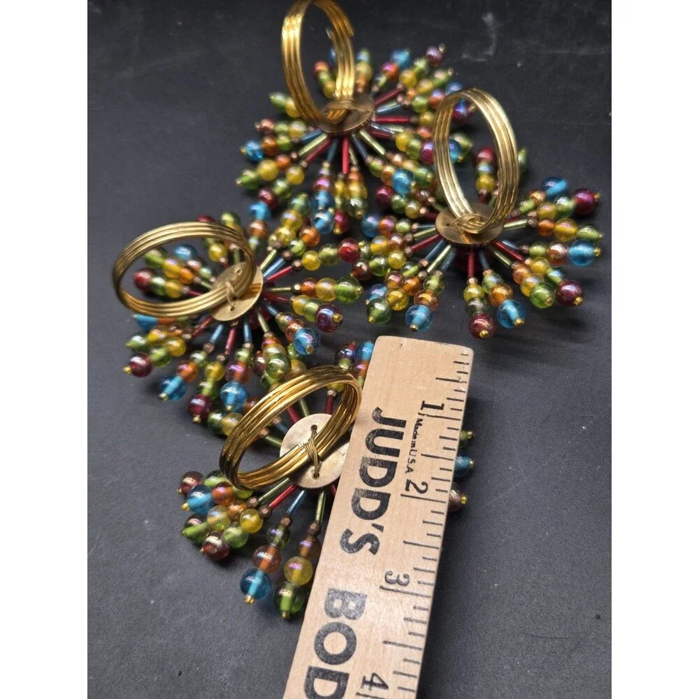Vintage Pier 1 Beaded Firework Starburst Napkin Rings Set Of 4